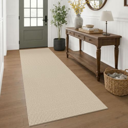 Woven 3x7 Washable Kitchen Runner Rug (Oatmeal Beige / 3' x 7' (Runner))