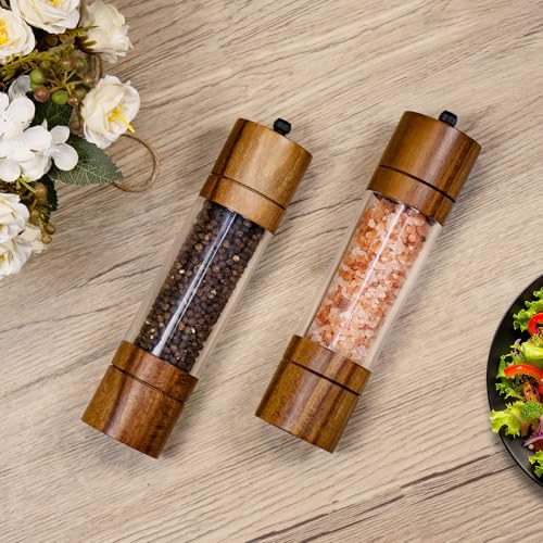 Acacia Wood Salt Grinder and Pepper Grinder Set Premium Acrylic (Acacia Wood)