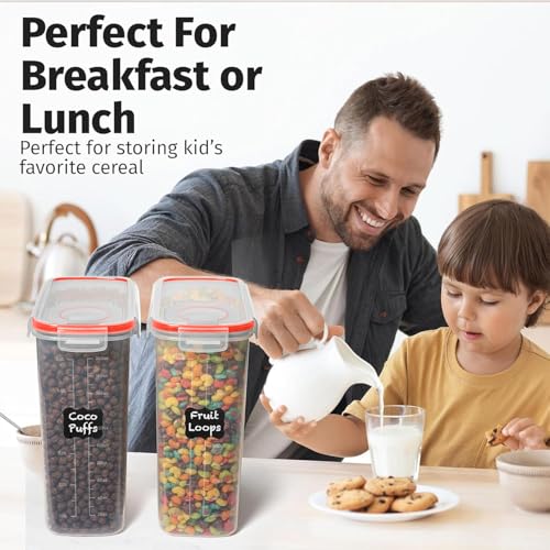 2 Pack (6.3L / 213OZ) EXTRA Large Airtight Food Storage Cereal Containers for Bulk Food Storage BPA-Free Plastic Container, Pantry Organization and Canister for Rice, Pasta, Sugar & Flour (Red)