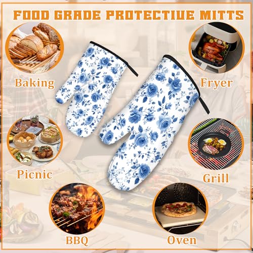 Vintage Blue Rose Oven Mitts and Pot Holders (Vintage Blue Rose)