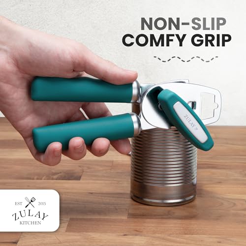 Manual Can Opener Heavy Duty Patented Stainless Steel (Emerald / Comfy Grip)