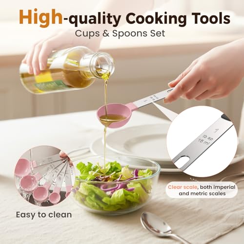 16PCS Measuring Cups and Spoons Set (Pink)
