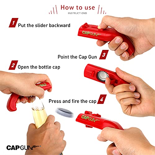 cap gun bottle opener launcher shooter funny shooting gun creative beverage bottle opener (4PC four-color)