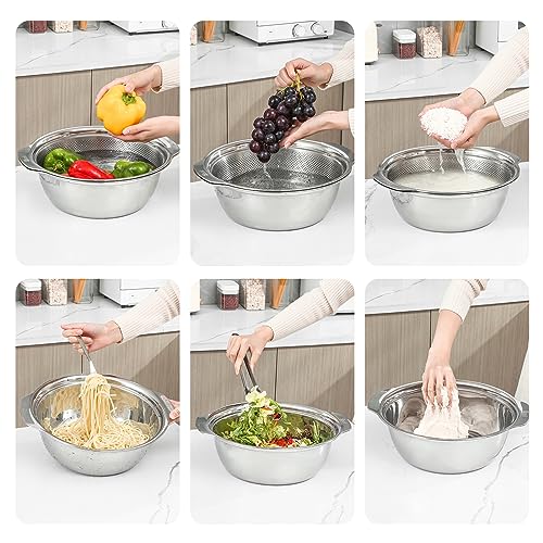 304 Stainless Steel Fine Mesh Colander Set (2qt / Primary color with handle)