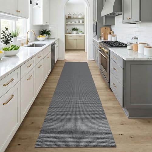 Cotton Runners for Hallway 3x9 (Grey/Dark Grey / 3' x 9' (Runner))