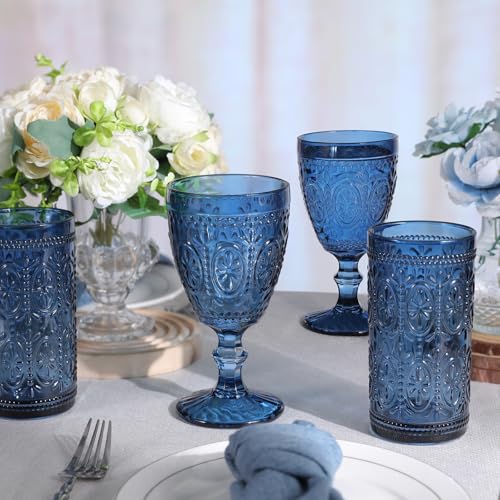 Blue Drinking Glasses (Blue / 4Pack 12oz)