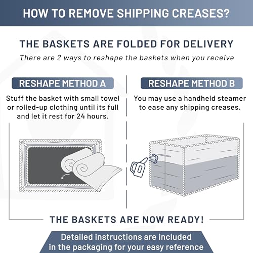 11.8"x8"x4.5” Storage Baskets for Shelves 3 Pack (Off White / 11.8" x 8" x 4.5")