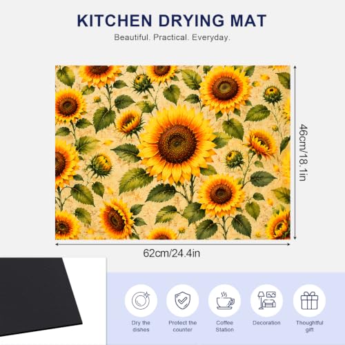 Rustic Sunflower Dish Drying Mat 18x24 Inch (09 / 18" x 24")