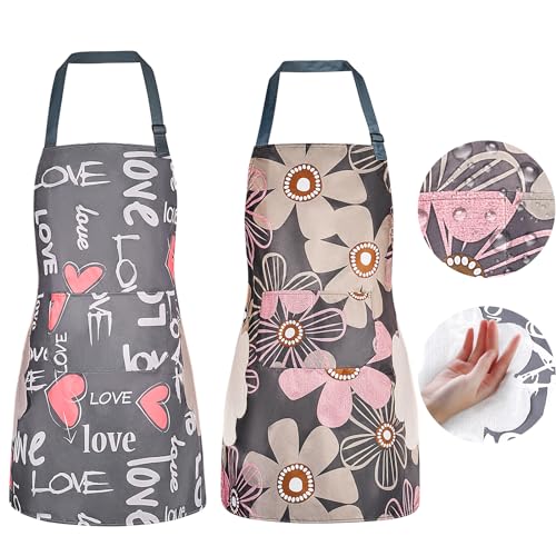 2 Pack Floral Aprons with Pocket (2pack #B)