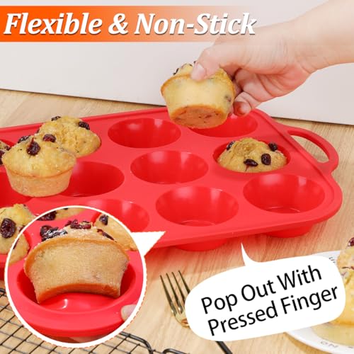 Silicone Muffin Pans for Baking (Metal Framed:Mini & Regular)
