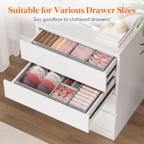 Drawer Organizer Clothes for Closet (Light Gray)