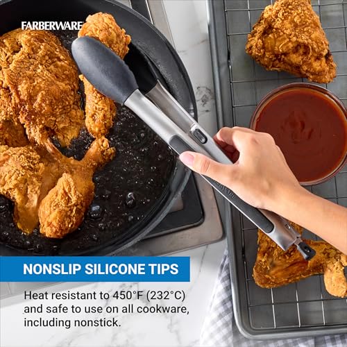Pro Silicone Head Locking Kitchen Tongs 12 Inch