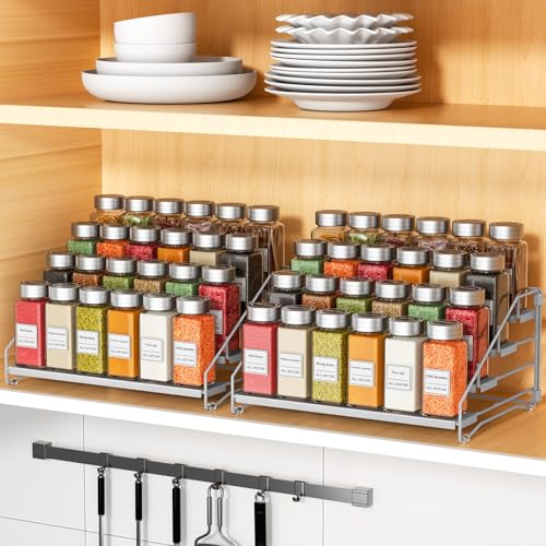 2 Pack Spice Rack Organizer for Cabinet (Silver / 2Pack)