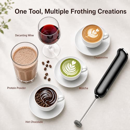 InstaWhisk Upgraded Milk Frother with Variable Speed (Black / Metal Stand)