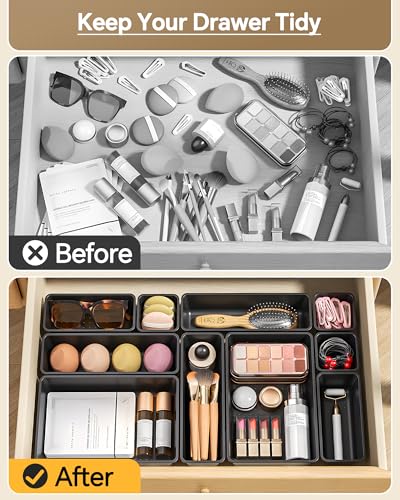 25 PCS Plastic Drawer Organizers Set (Black)