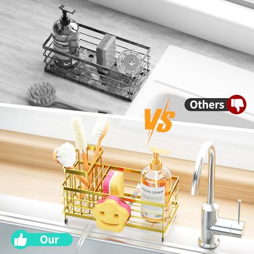 Sink Caddy Sponge Holder (Gold / with Smiley Face Sponge Holder（single）)
