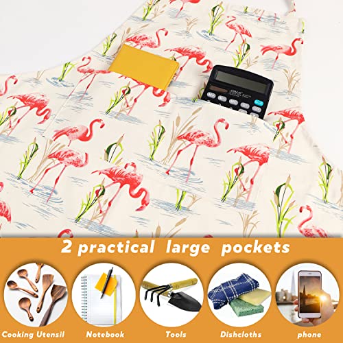 Extra Large Canvas Cotton Apron for Men & Women (Flamingo)