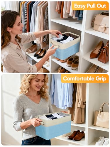 1 Pack Fabric Closet Storage Bins for Shelves (Skyblue / 1PCS/X-Large-17x13x10.5)