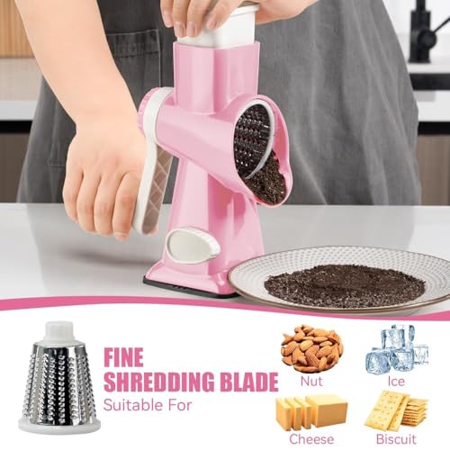 Rotary Cheese Grater Hand Crank Pink (3 IN 1 / Pink)