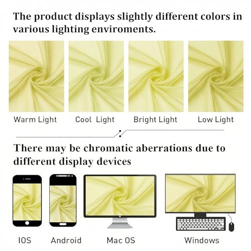 Goose Yellow Sheer Curtains 63 Inch Length 2 Panels (Goose Yellow / 42"W x 63"L (Pack of 2))
