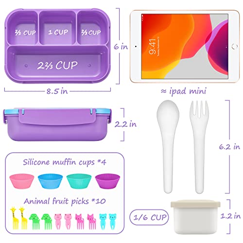 Bento Lunch Box for Kids Girls Boys (Purple)