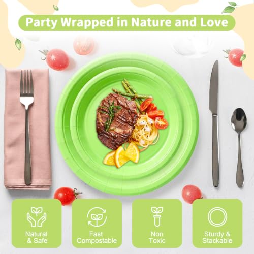 Lime Green Paper Plates (Lime Green / 50 Count (25-9" & 25-7"))