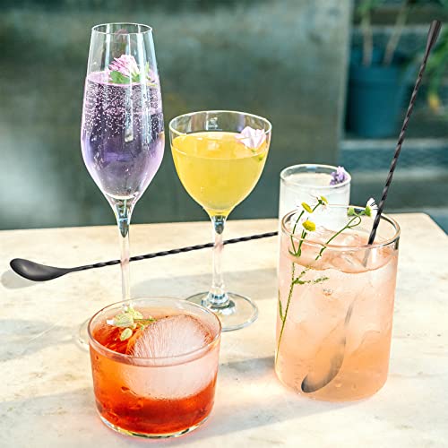 Bar Spoon Cocktail Mixing Stirrers (12"-Drop Shape-2PCS / Black)