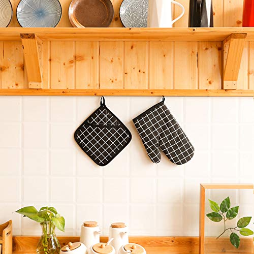 Oven Mitts and Potholders BBQ Gloves (Black)