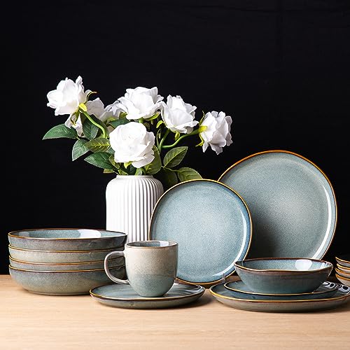 Ceramic Dinner Plates Set of 6 (Ocean Blue / 10.5 Inch)