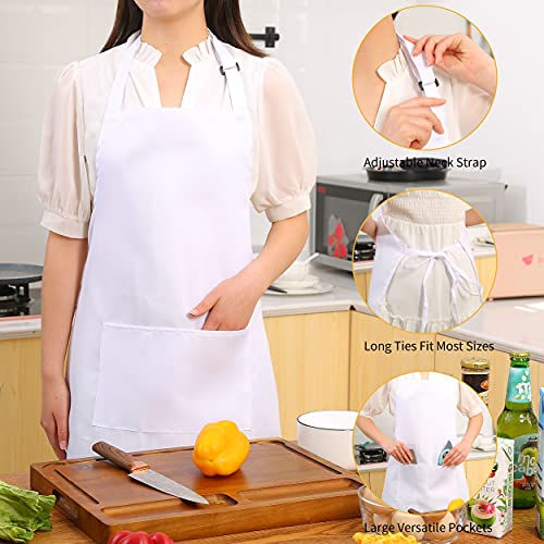 2 Pack Adjustable Bib Apron (Polyester-white)