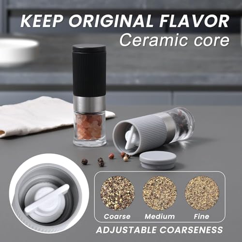 Mini Salt Pepper Grinder Set (Gray)