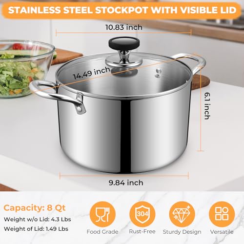 Tri Ply Stainless Steel Stock Pot (8 Quarts)