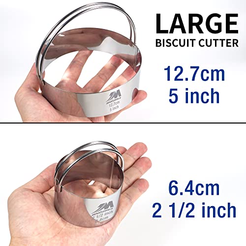 Biscuit Cutter Set for baking 2inch 2.5inch 3inch 3.5inch 4inch 5inch large size Round Metal Baking Rings with handle for Pastry (6pcs with Handle(2-5in))