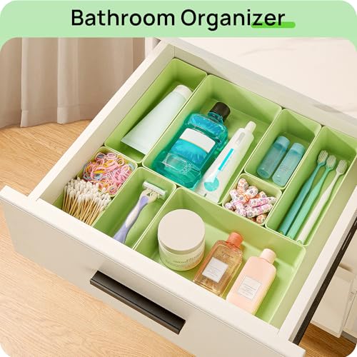 25 Pack Plastic Drawer Organizers with Non (Light Green)
