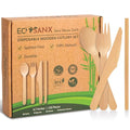 220 PCs Disposable Wooden Cutlery set 6.3" Splinter Free Compostable Utensils for party