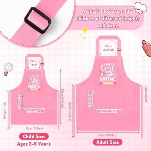 R HORSE 2Pcs Adults Kids Matching Apron Set (Pink Girl)