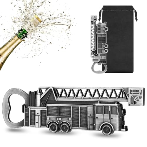 Fire Truck Bottle Opener (Metallic Silver with Gift Bag)
