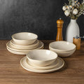 Ceramic Dinnerware Sets for 6 (Vanilla White / Service for 6(18Pcs))