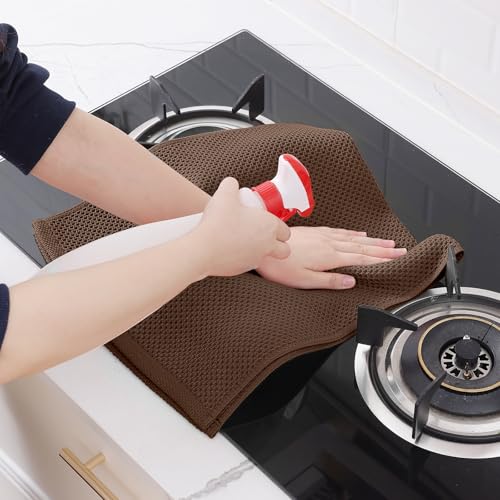 100% Cotton Waffle Weave Kitchen Dish Towels 6 (Coffee / 13 X 28 - 6 Pack)
