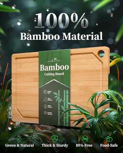 Bamboo Cutting Board for Kitchen (Natural / 17.3"L x 11.8"W)