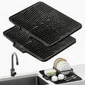 Silicone Dish Drying Mat for Kitchen Counter (Black-2pcs / 20" x 15")