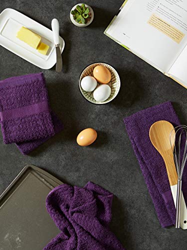Basic Terry Collection Waffle Dishtowel Set (Solid Eggplant / 15x26")