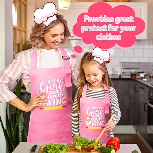 R HORSE 2Pcs Adults Kids Matching Apron Set (Pink Girl)