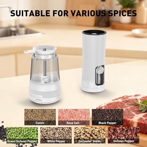 Electric Salt and Pepper Grinder Set (White)