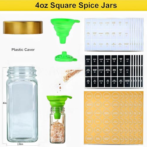 24 Gold Spice Jars with Labels