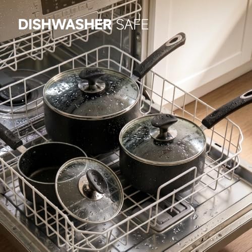 Nonstick Saucepan Set (Black / 1+2+3 sets)