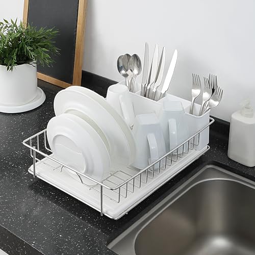 304 Stainless Steel Compact Dish Drying Rack (Silvery-grey)