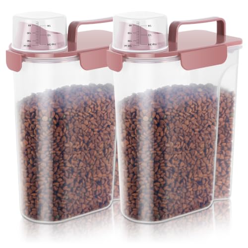 5Lbs Airtight Pet Storage Container For Cat Dog Bird Food and Keep Fresh (Rose pink / 5L-2pack)