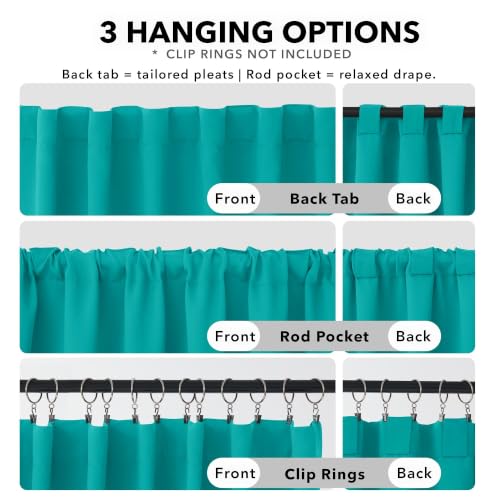 Blackout Curtains for Bedroom 108 Inches Long (Turquoise / 52"W x 108"L (Pack of 2))
