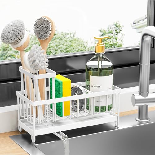Sponge Holder for Kitchen Sink (White - 9.25″)